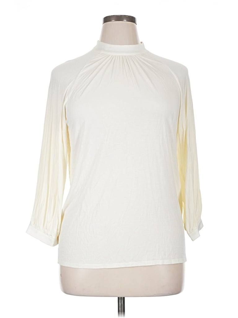 Pre-owned Modcloth 3/4 Sleeve Top Ivory Turtleneck Tops