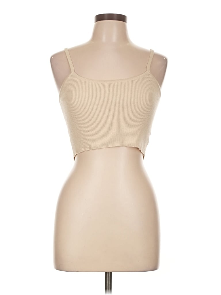 Pre-owned Beige Botany Tank Top Tan Strapless Neckline Tops