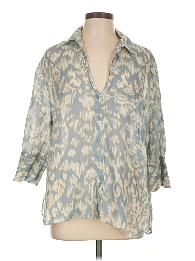 Pre-owned Zara 3/4 Sleeve Blouse In Blue