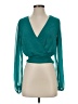 Express 100% Polyester Teal Long Sleeve Blouse Size XS - photo 1