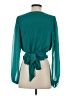 Express 100% Polyester Teal Long Sleeve Blouse Size XS - photo 2