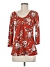 Nine Britton Floral Red 3/4 Sleeve T-Shirt Size M - photo 1