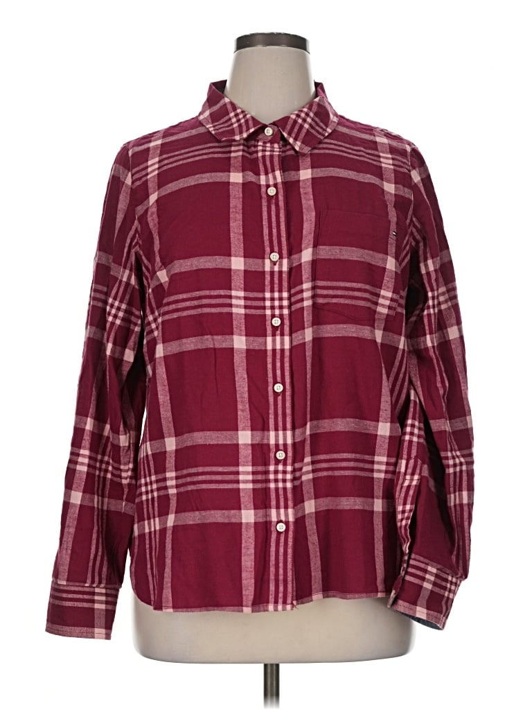 Pre-owned Tommy Hilfiger Long Sleeve Button Down Shirt In Burgundy