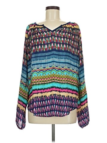 Tolani Long Sleeve Silk Top (view 1)