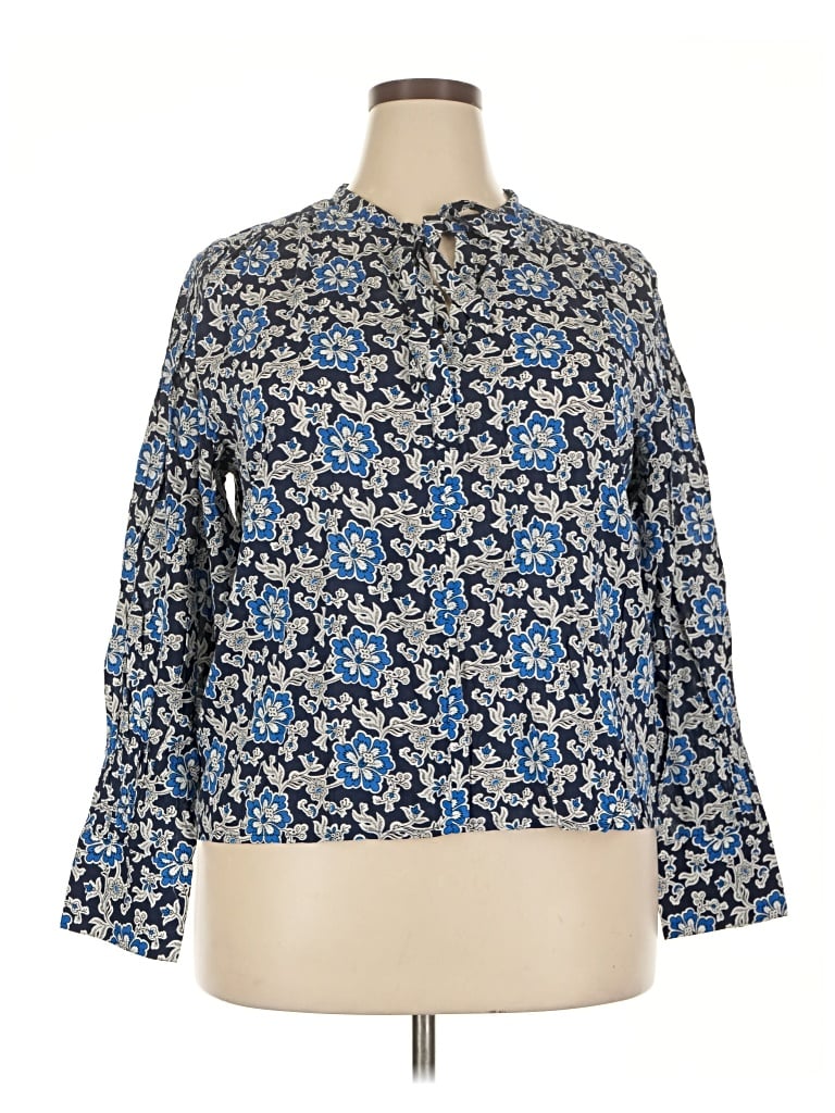Pre-owned Jcrew 3/4 Sleeve Blouse In Blue
