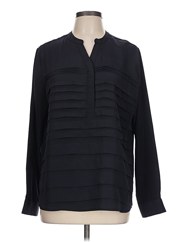 Pre-owned Larry Levine Long Sleeve Blouse In Black