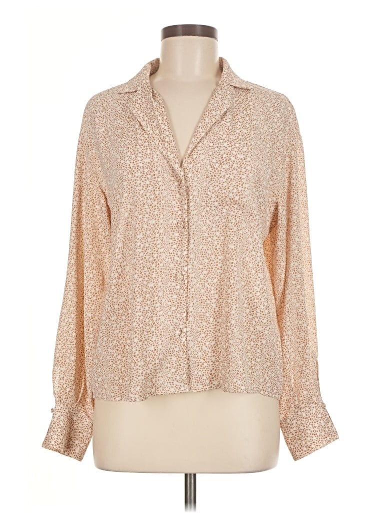 Pre-owned Worthington Long Sleeve Blouse In Tan