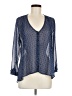 Kirra 100% Polyester Polka Dots Blue Long Sleeve Blouse Size M - photo 1