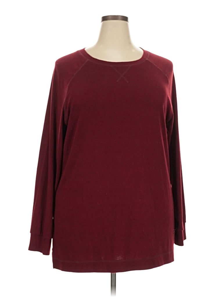 Pre-owned Assorted Brands 3/4 Sleeve T-shirt In Burgundy