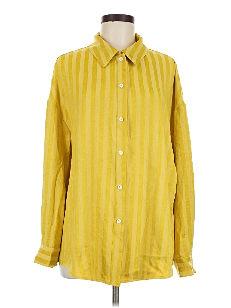 Pre-owned Cupshe Long Sleeve Button Down Shirt In Yellow