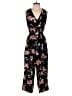 The Impeccable Pig 100% Polyester Floral Black Jumpsuit Size S - photo 1