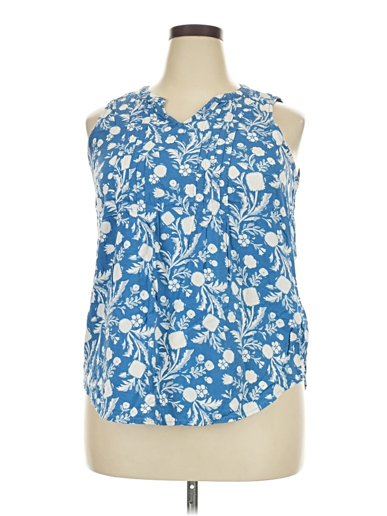 Pre-owned Croft & Barrow Sleeveless Blouse In Blue