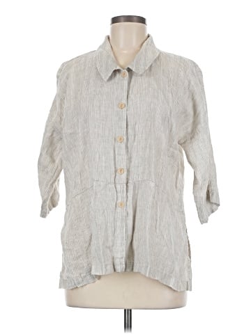 Flax 3/4 Sleeve Button-Down Shirt (view 1)