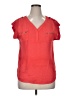 iris 100% Polyester Red Short Sleeve Blouse Size XL (estimated) - photo 1
