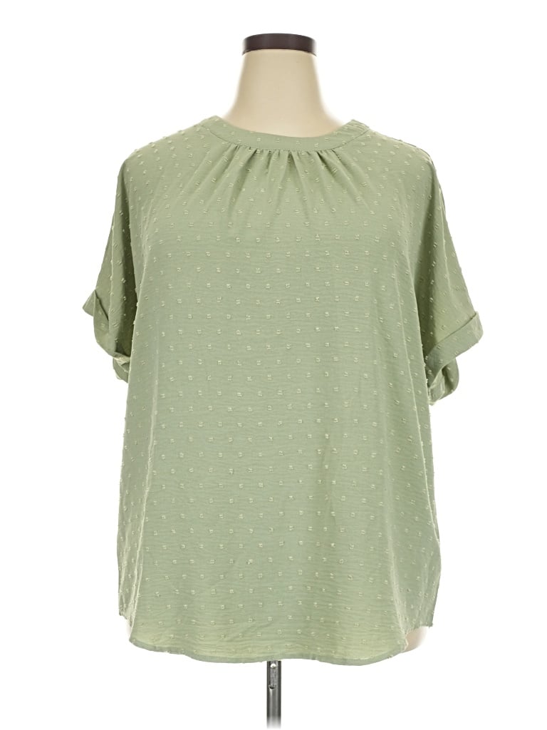Pre-owned Zeagoo Short Sleeve Blouse In Green