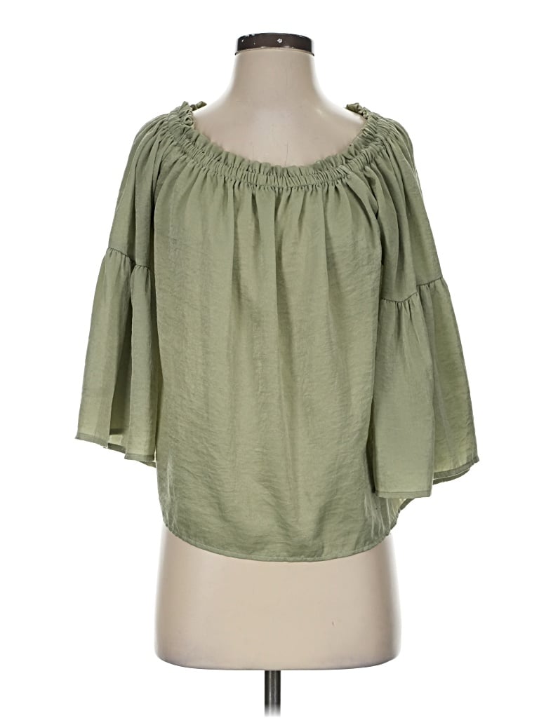 Pre-owned Sans Souci 3/4 Sleeve Blouse In Green