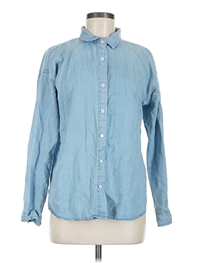 Pre-owned Thread & Supply Long Sleeve Button Down Shirt In Blue