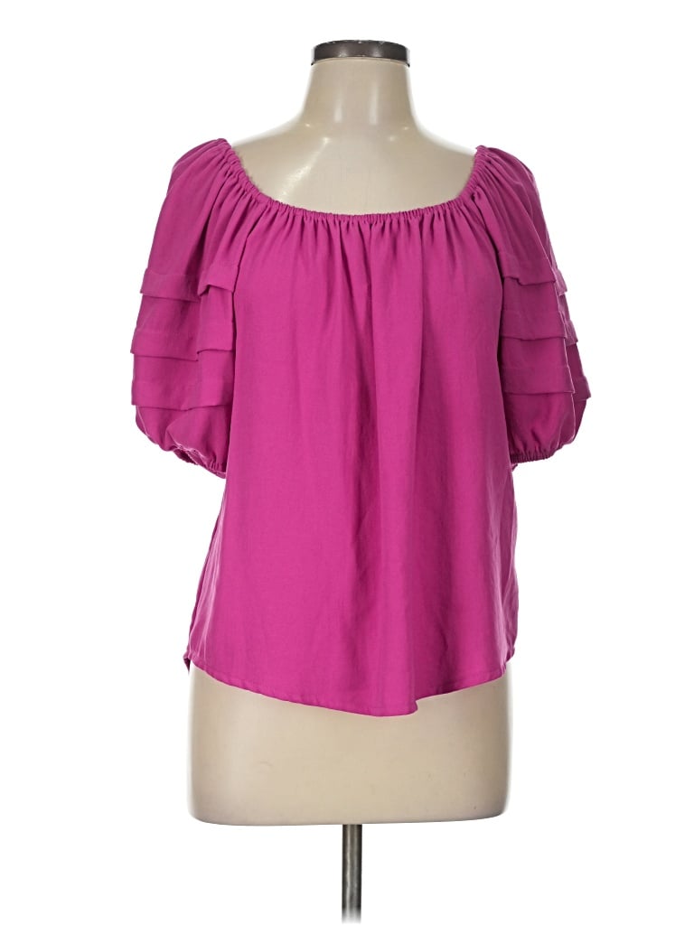 Pre-owned Karen Kane Short Sleeve Blouse In Pink