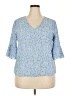 Unbranded 100% Polyester Blue 3/4 Sleeve Blouse Size XXL - photo 1