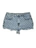 Almost Famous Checkered-gingham Blue Denim Shorts Size 13 - photo 1