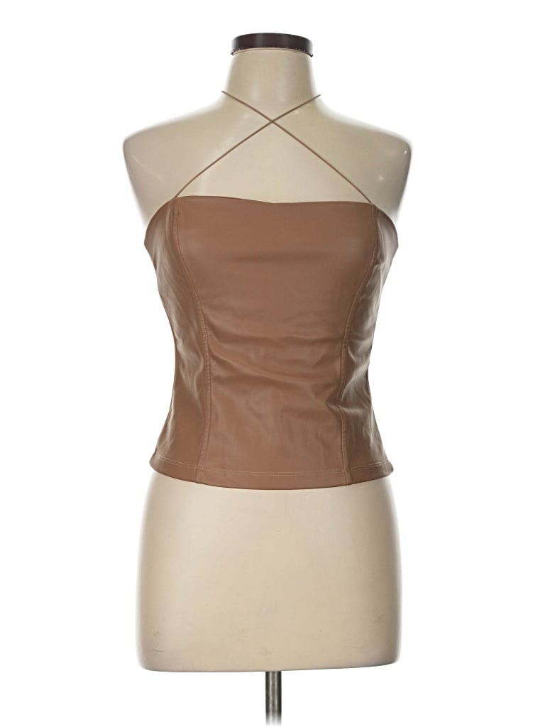 Pre-owned Heartloom Sleeveless Top Brown Strapless Neckline Tops