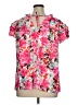 Unbranded 100% Polyester Floral Pink Short Sleeve Blouse Size XL - photo 2