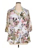 Fig and Flower 100% Polyester Floral Silver 3/4 Sleeve Blouse Size 1X - photo 1