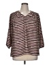 Assorted Brands 100% Polyester Stripes Burgundy Brown 3/4 Sleeve Blouse Size XL - photo 1