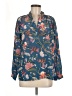 Tucker 100% Silk Floral Blue Long Sleeve Silk Top Size M - photo 1