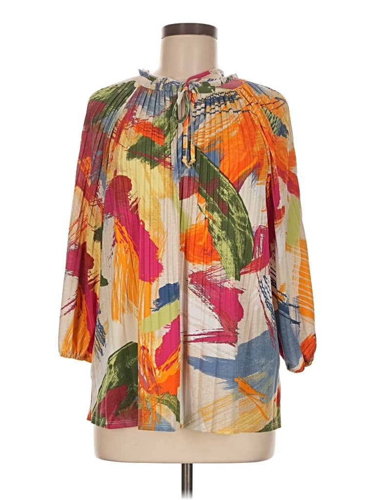 Pre-owned Investments 3/4 Sleeve Blouse In Orange
