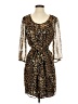 Express 100% Polyester Animal Print Brown Cocktail Dress Size S - photo 1