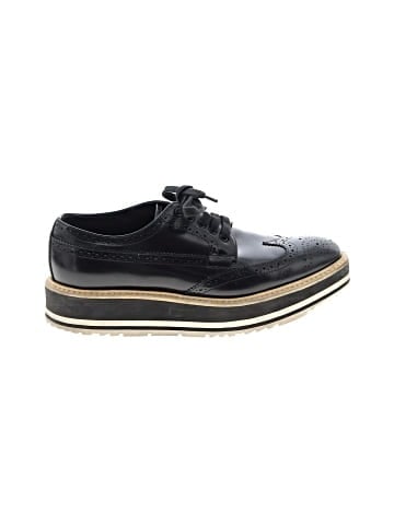 Prada Black Patent Leather Wing Tip Platform Lace-Up Oxfords  (view 1)