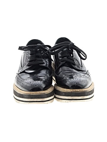Prada Black Patent Leather Wing Tip Platform Lace-Up Oxfords  (view 2)