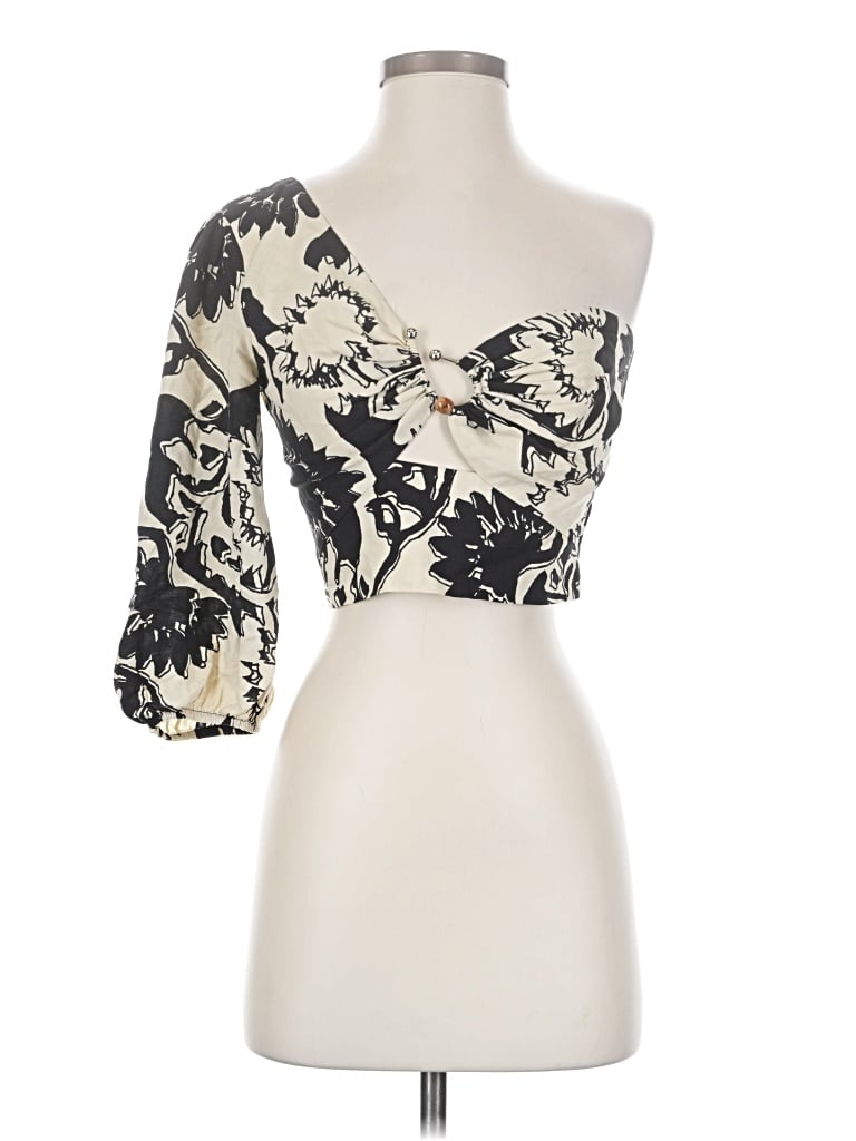 Pre-owned Ba&sh 3/4 Sleeve Top Ivory One Shoulder Neckline Tops