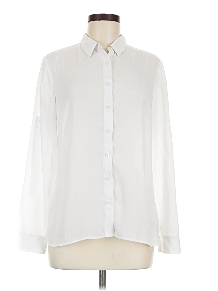 Pre-owned Express Long Sleeve Blouse In Ivory