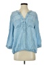 Soho 100% Lyocell Blue 3/4 Sleeve Button-Down Shirt Size S - photo 1