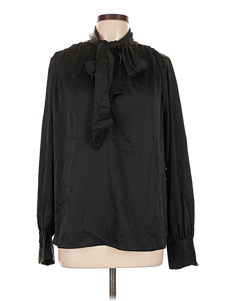 Pre-owned H&m Long Sleeve Blouse In Black