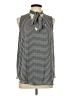Ann Taylor 100% Polyester Houndstooth Black Sleeveless Blouse Size L - photo 1