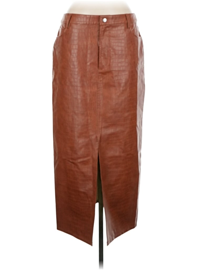 Pre-owned Wayf Faux Leather Skirt In Brown