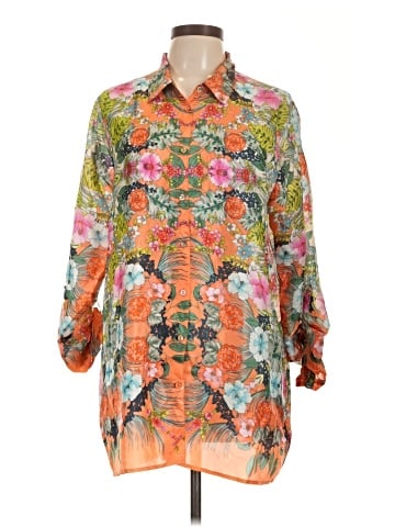 Johnny Was 3/4 Sleeve Silk Top (view 1)