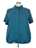 Unbranded 100% Polyester Solid Teal Short Sleeve Blouse Size 4XL - photo 1