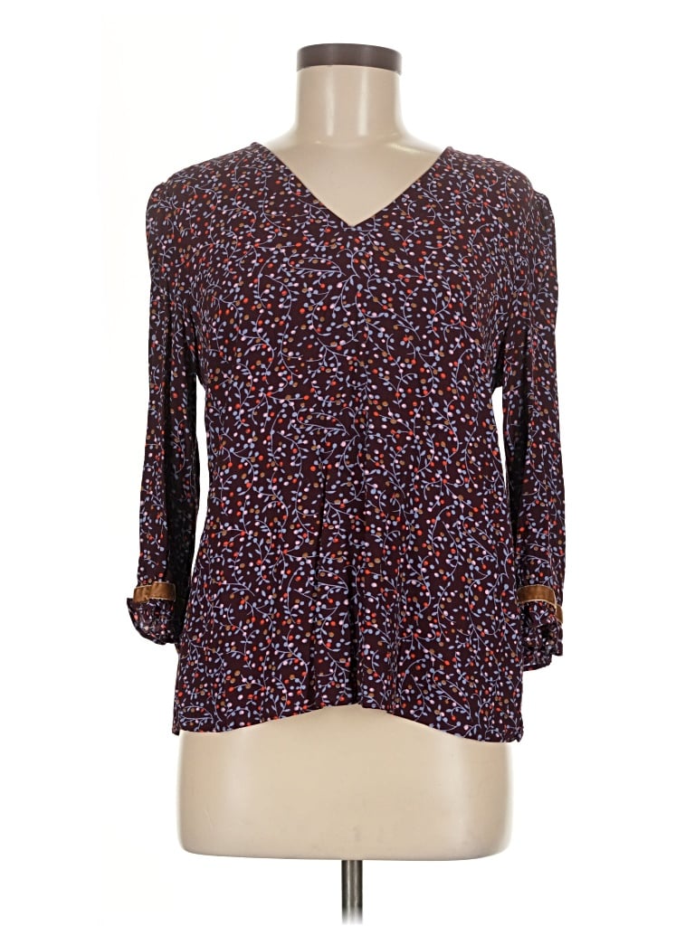 Pre-owned Boden 3/4 Sleeve Blouse In Burgundy