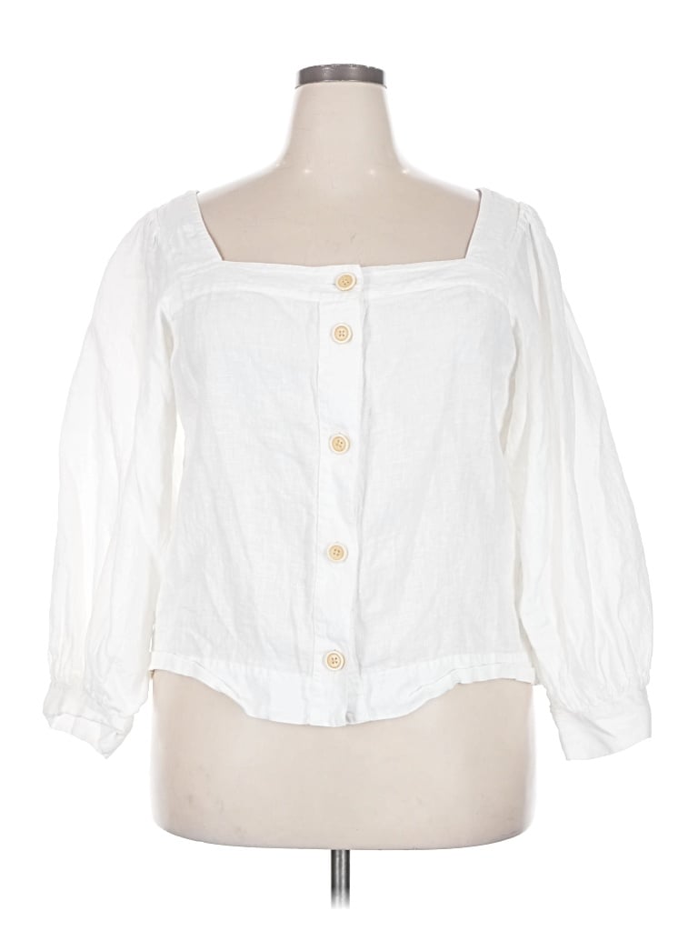 Pre-owned Jcrew 3/4 Sleeve Blouse In White