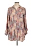 Caffe Print Red Long Sleeve Blouse Size L - photo 1