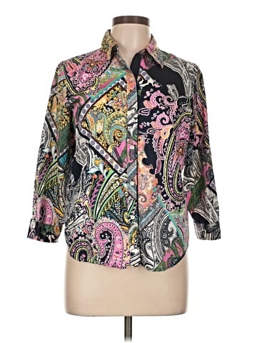 Lauren by Ralph Lauren 3/4 Sleeve Button-Down Shirt (view 1)
