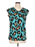 Unbranded Animal Print Teal Sleeveless Blouse Size L - photo 1
