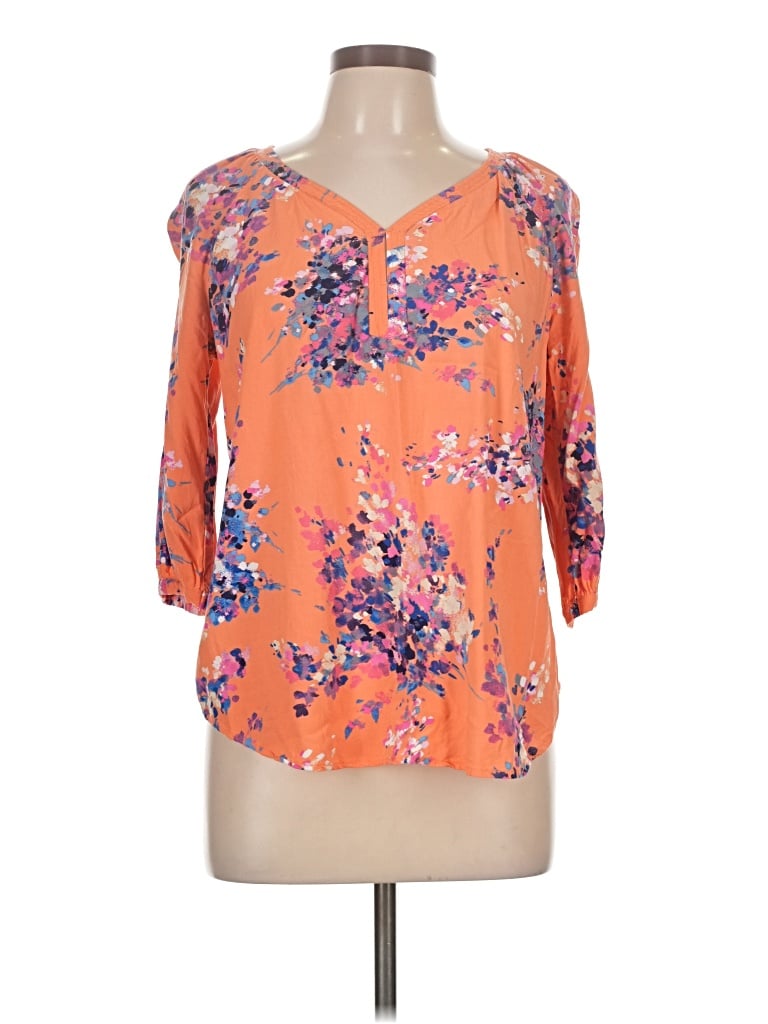 Pre-owned St. John's Bay 3/4 Sleeve Blouse In Orange