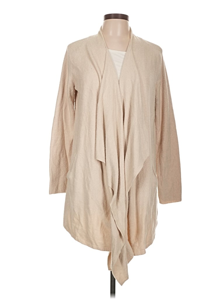 Pre-owned Barefoot Dreams Cozychic Lite Cardigan Sweater In Tan