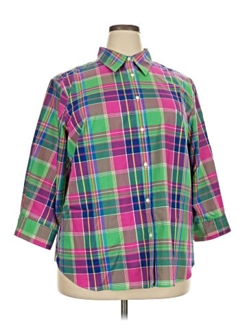 Chaps 3/4 Sleeve Button-Down Shirt (view 1)