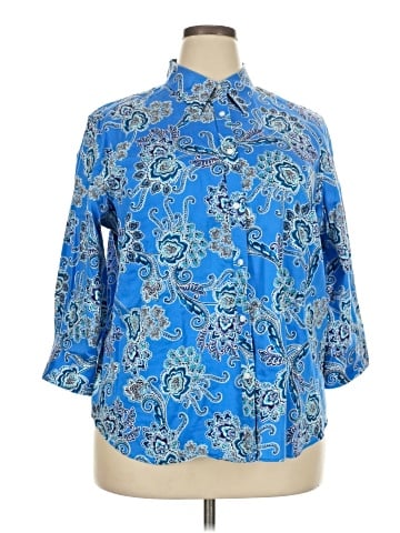 Chaps 3/4 Sleeve Button-Down Shirt (view 1)